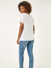 Roman White Hotfix Embellished Stretch T-Shirt - Image 3 of 5