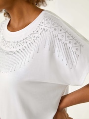 Roman White Hotfix Embellished Stretch T-Shirt - Image 5 of 5