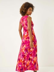 Roman Pink Abstract Twist Front Maxi Dress - Image 3 of 5