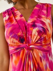 Roman Pink Abstract Twist Front Maxi Dress - Image 5 of 5