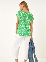 Roman Green Abstract Print Stretch T-Shirt - Image 3 of 5