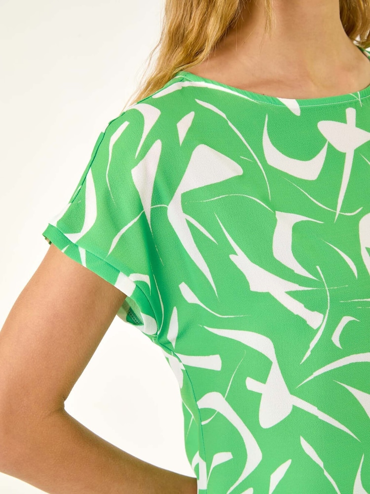 Roman Green Abstract Print Stretch T-Shirt - Image 5 of 5