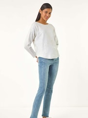 Roman White Sequin Textured Knit Jumper - Image 2 of 5