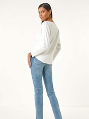 Roman White Sequin Textured Knit Jumper - Image 3 of 5