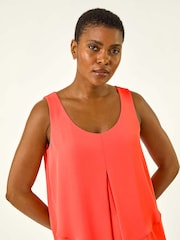 Roman Pink Asymmetric Sleeveless Vest Blouse - Image 4 of 5