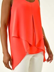 Roman Pink Asymmetric Sleeveless Vest Blouse - Image 5 of 5