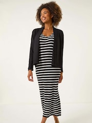 Roman Black Ribbed Detail Shrug - Image 1 of 5