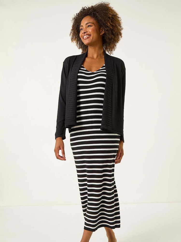 Roman Black Ribbed Detail Shrug - Image 1 of 5