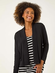 Roman Black Ribbed Detail Shrug - Image 2 of 5