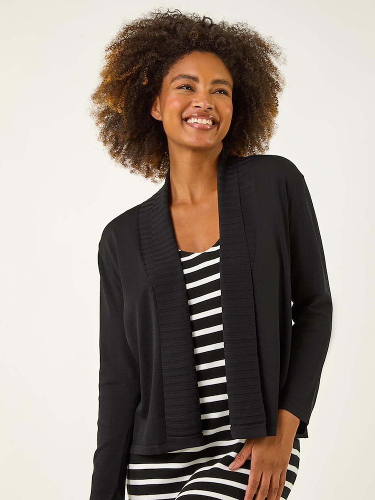 Roman Black Ribbed Detail Shrug - Image 2 of 5