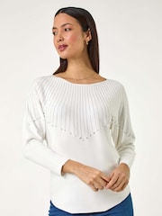 Roman White Sunray Shimmer Knit Jumper - Image 1 of 5