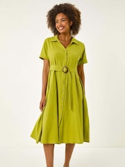 Roman Green Look Belted Shirt Dress - Image 2 of 5