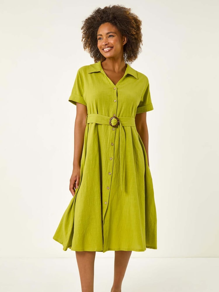 Roman Green Look Belted Shirt Dress - Image 2 of 5