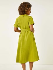 Roman Green Look Belted Shirt Dress - Image 3 of 5