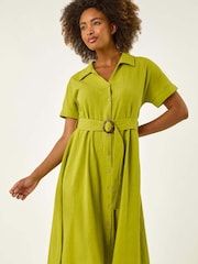 Roman Green Look Belted Shirt Dress - Image 4 of 5