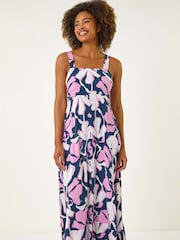 Roman Blue Floral Print Strappy Maxi Dress - Image 4 of 5