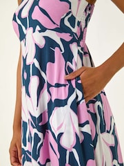 Roman Blue Floral Print Strappy Maxi Dress - Image 5 of 5