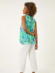 Roman Green Blurred Double Layered Vest Top - Image 3 of 5
