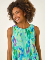 Roman Green Blurred Double Layered Vest Top - Image 4 of 5