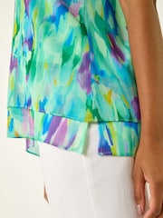 Roman Green Blurred Double Layered Vest Top - Image 5 of 5
