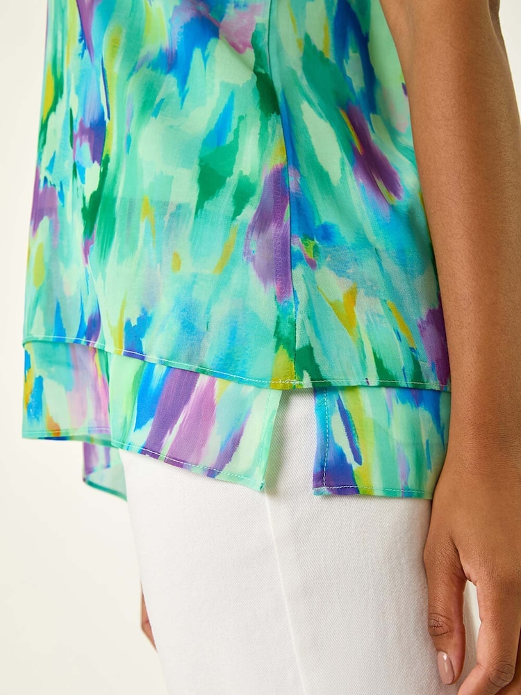 Roman Green Blurred Double Layered Vest Top - Image 5 of 5