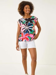 Roman Floral Print Shell T-Shirt - Imagem 1 de 5
