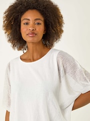 Roman Mesh Bubble Hem Blouse - Imagen 4 de 5