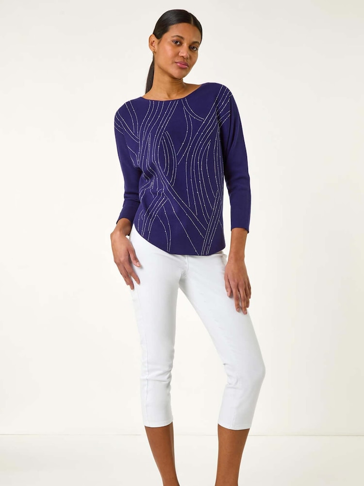 Azul - Roman Swirl Embellished Knit Jumper - Imagem 2 de 5