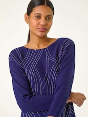 Azul - Roman Swirl Embellished Knit Jumper - Imagem 4 de 5