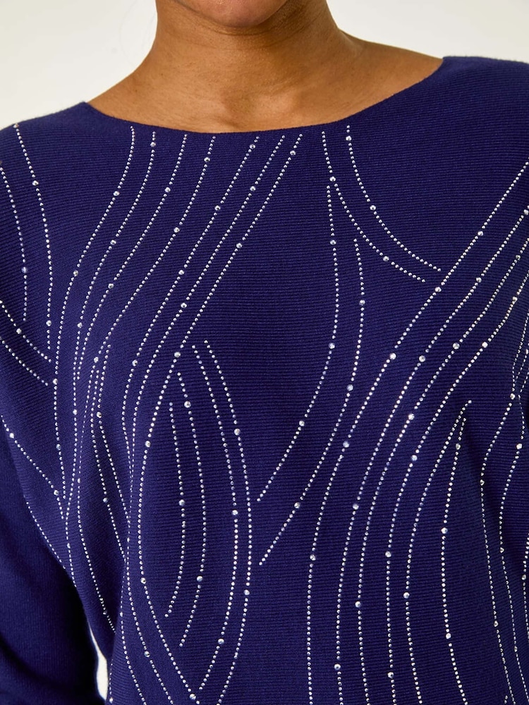 Azul - Roman Swirl Embellished Knit Jumper - Imagem 5 de 5