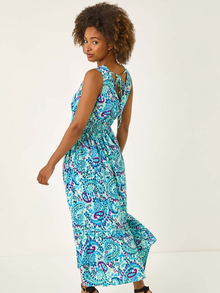 Roman Paisley Print Shirred Maxi Dress - Imagen 1 de 5 Roman Paisley Print Shirred Maxi Dress - Imagen 1 de 5