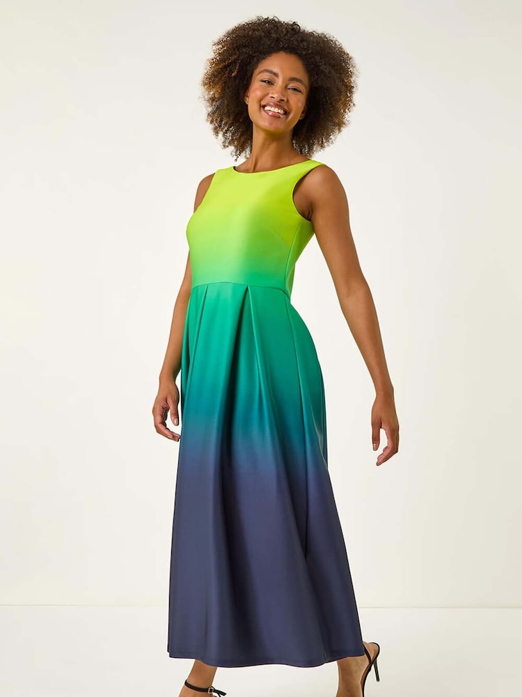 Roman Green Ombre Pocket Stretch Midi Dress - Image 1 of 5