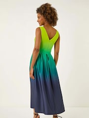 Roman Green Ombre Pocket Stretch Midi Dress - Image 3 of 5