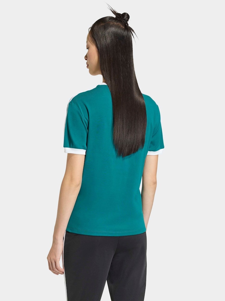adidas Originals Teal Blue Lace Branding T-Shirt - Image 2 of 6