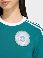 adidas Originals Teal Blue Lace Branding T-Shirt - Image 5 of 6