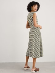 Seasalt Cornwall Green Petite Fettling Jersey Tie Detail Midi Dress - Image 2 of 5