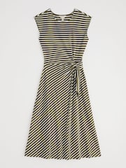 Seasalt Cornwall Green Petite Fettling Jersey Tie Detail Midi Dress - Image 4 of 5