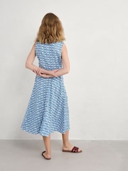Seasalt Cornwall Blue Petite Carved Wood 100% Linen Sleeveless Dress - Image 2 of 5