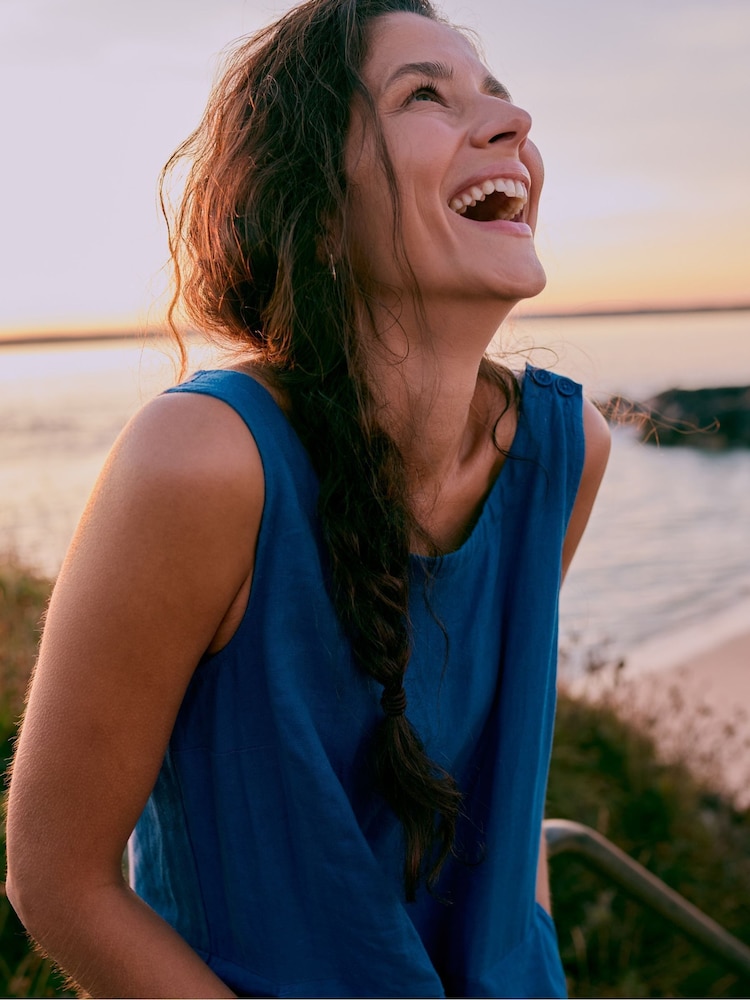 Seasalt Cornwall Light Blue Salt Air 100% Linen Jumpsuit - Image 2 of 10 Seasalt Cornwall Light Blue Salt Air 100% Linen Jumpsuit - Image 2 of 10