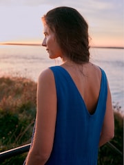 Seasalt Cornwall Light Blue Salt Air 100% Linen Jumpsuit - Image 3 of 10