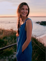 Seasalt Cornwall Light Blue Salt Air 100% Linen Jumpsuit - Image 5 of 10