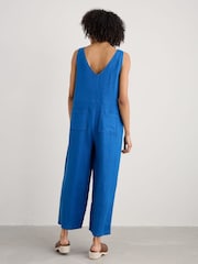 Seasalt Cornwall Light Blue Salt Air 100% Linen Jumpsuit - Image 6 of 10