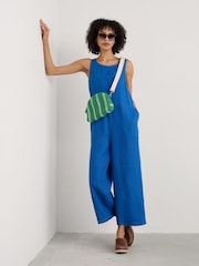 Seasalt Cornwall Light Blue Salt Air 100% Linen Jumpsuit - Image 8 of 10