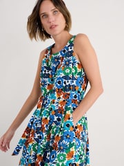 Seasalt Cornwall Blue Petite Petite Multi Belle Fit and- Flare 100% Cotton Midi Dress - Image 3 of 5