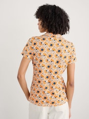 Seasalt Cornwall Yellow Wavecrest Jersey Short Sleeve 100% Cotton Shirt - Image 2 of 5