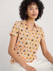 Seasalt Cornwall Yellow Wavecrest Jersey Short Sleeve 100% Cotton Shirt - Image 3 of 5