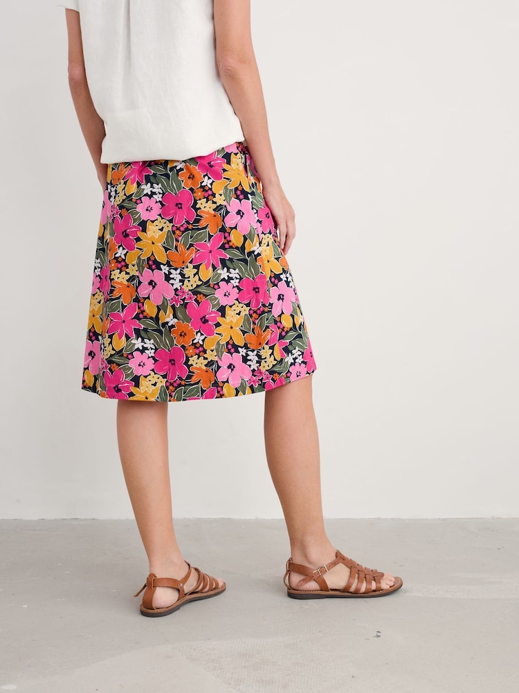 Seasalt Cornwall Pink Multi Paint Po 100% Cotton Skirt - Image 2 of 5