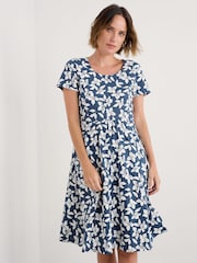 Seasalt Cornwall Blue Tall Petite Enor Fit and Flare 100% Cotton Dress - Image 1 of 5