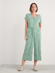 Seasalt Cornwall Green Petite Rose Trellis Wide Leg Jumpsuit - Image 1 of 5