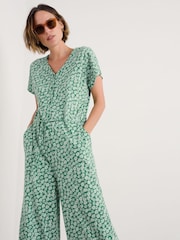 Seasalt Cornwall Green Petite Rose Trellis Wide Leg Jumpsuit - Image 3 of 5